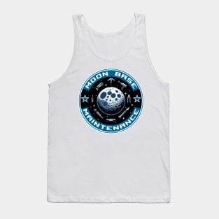 Space-Themed T-Shirt, Moon Base Maintenance Graphic Tee, Cosmic Shirt, Sci-Fi Clothing, Astronaut Gift, Lunar Apparel Tank Top